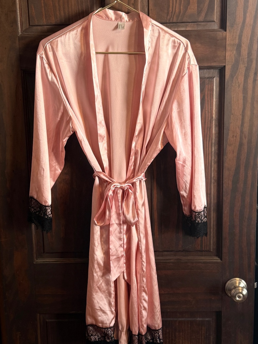Silky Pink Lace-Trim Robe - Women Intimates & Sleepwear